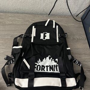 Fortnite Backpack Black White Gamer Bookbag USB Charging Port School Travel Bag